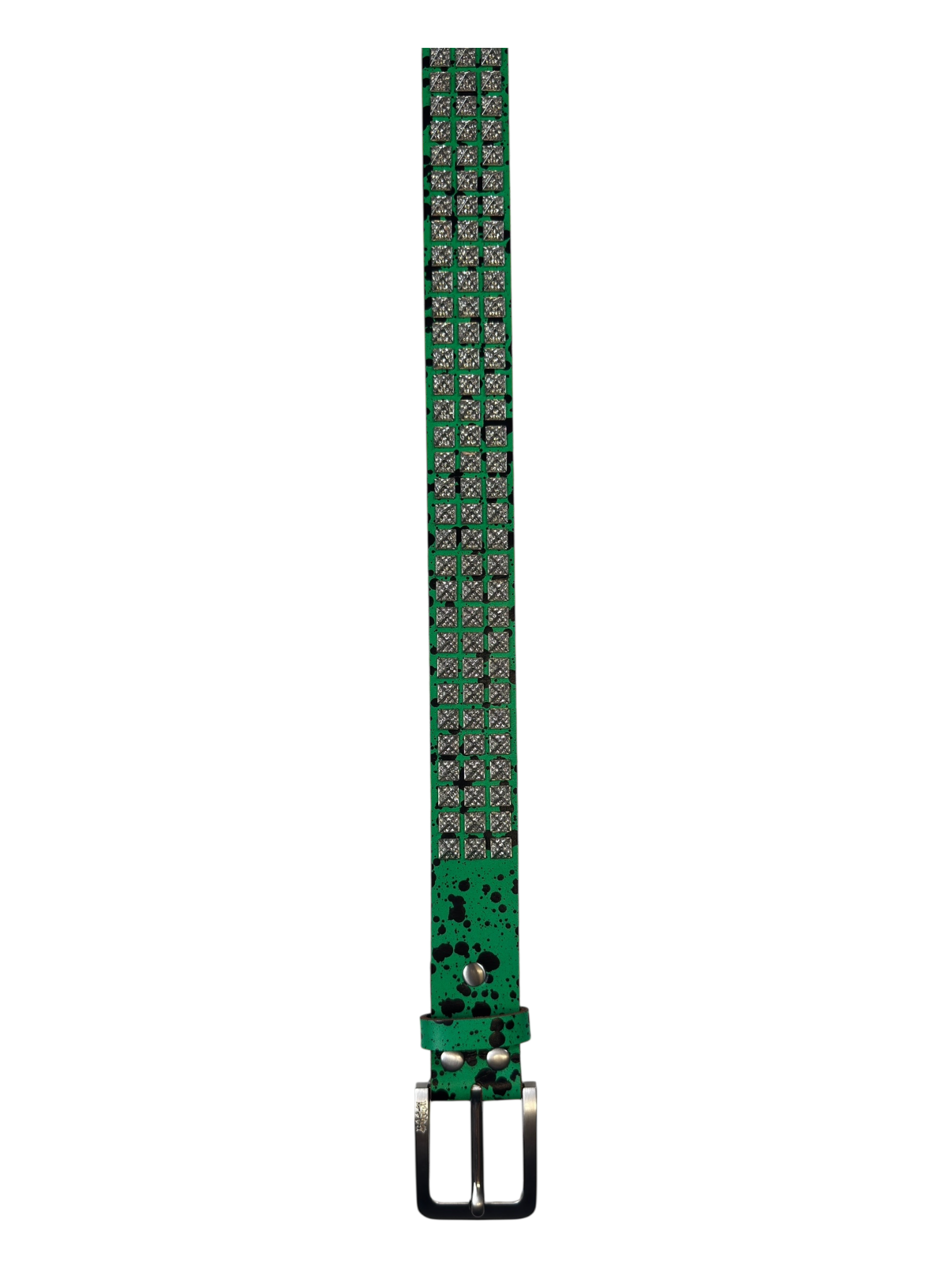 Rhinestone Punk Stud Belt - Green Splatter