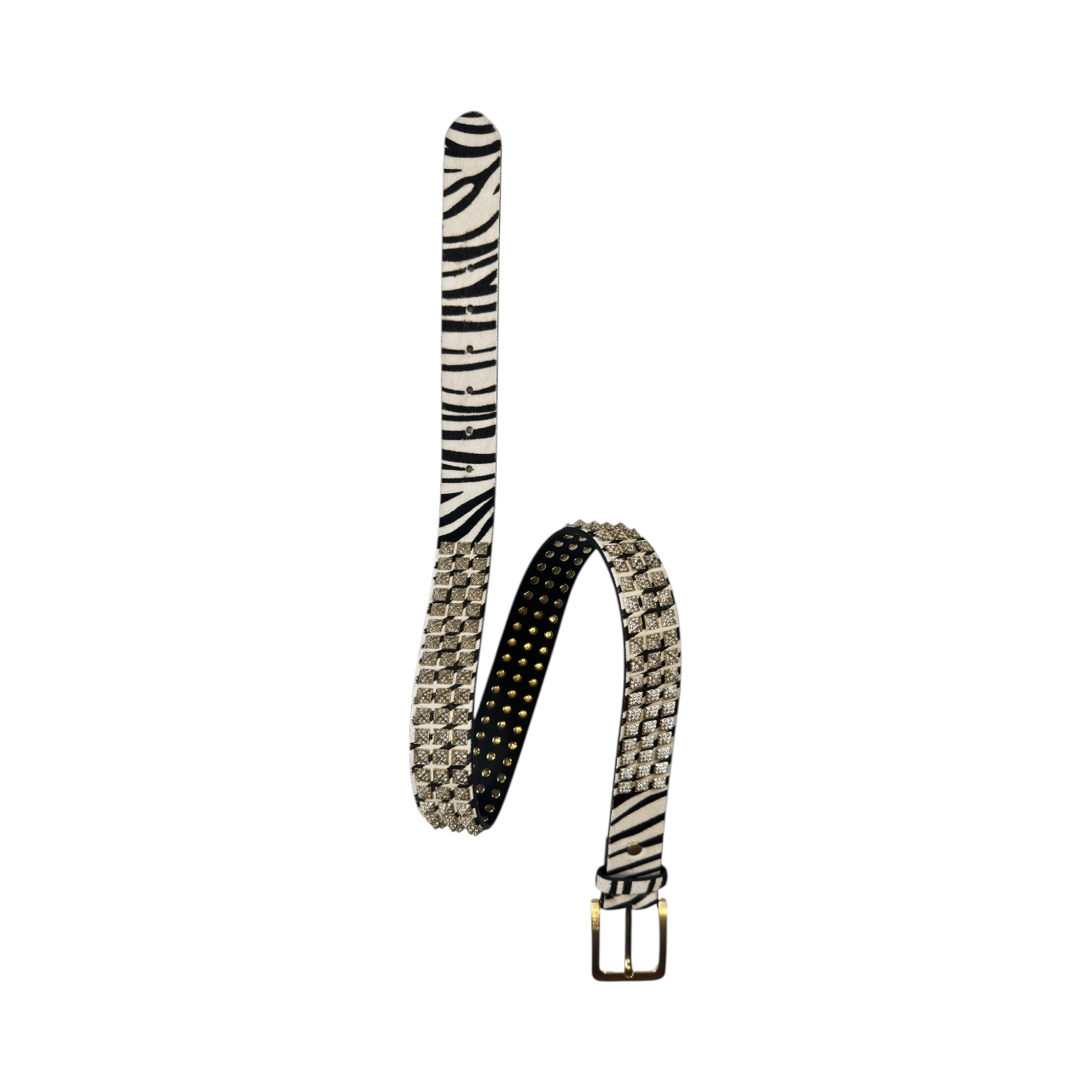 Rhinestone Punk Stud Belt - Zebra