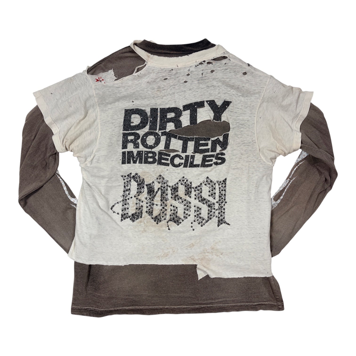 Double Layer Rhinestone Shirt - MEDIUM