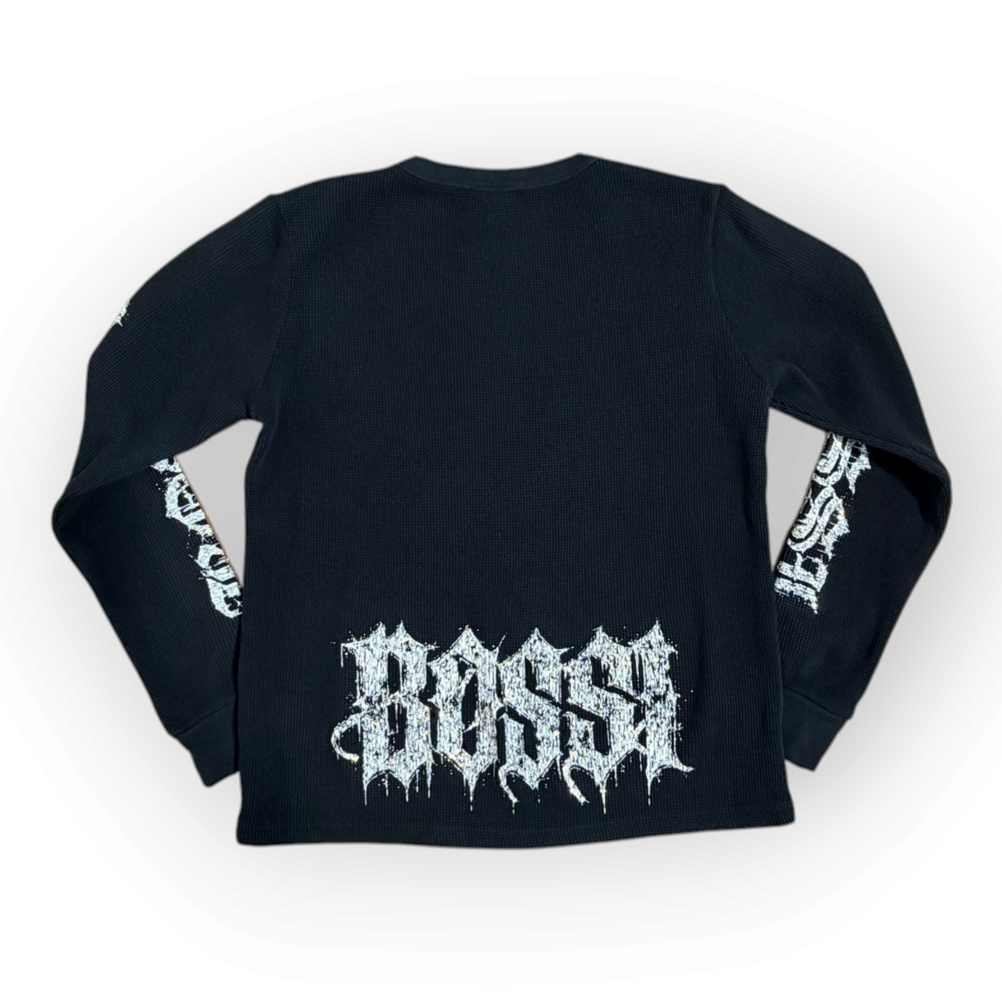 Thermal Rhinestone Long Sleeve 2 Words 1 Finger